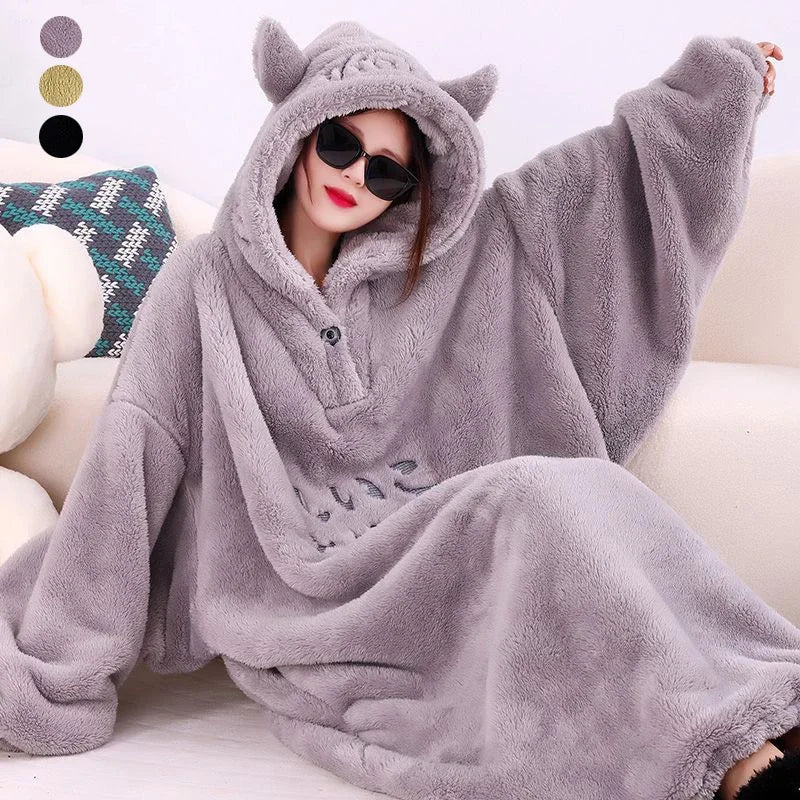 Blanket with sleeves hooded