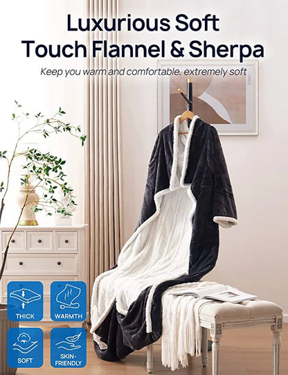 Electric Heating Sleeve Blanket Flannel & Sherpa