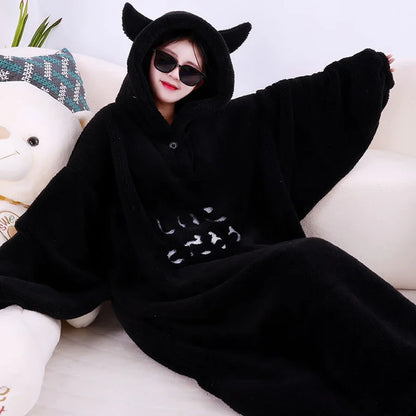 Blanket with sleeves hooded