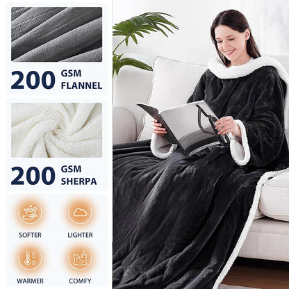 Electric Heating Sleeve Blanket Flannel & Sherpa