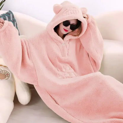 Blanket with sleeves hooded