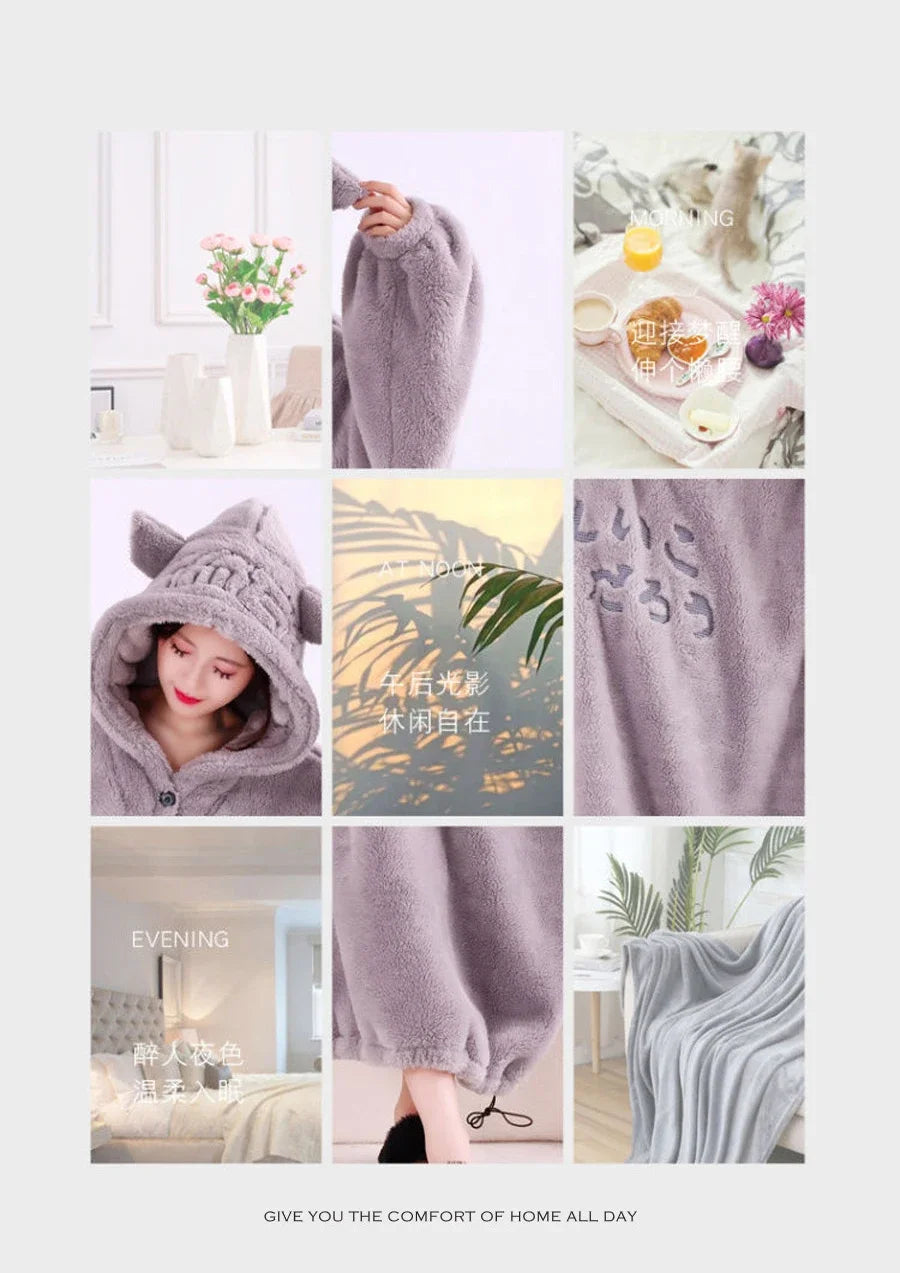 Blanket with sleeves hooded