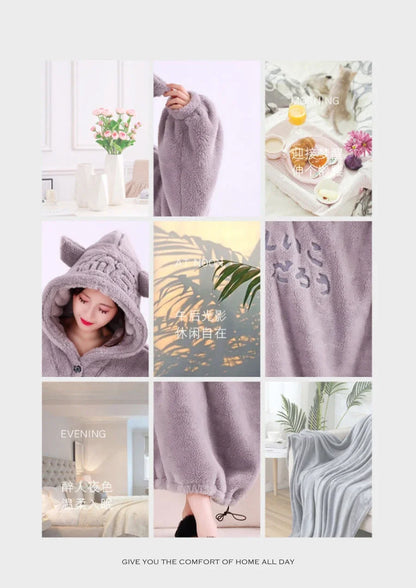 Blanket with sleeves hooded