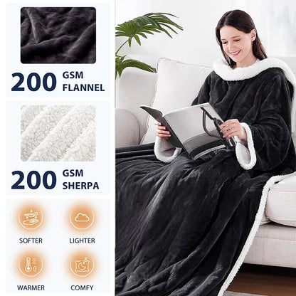 Electric Heating Sleeve Blanket Flannel & Sherpa