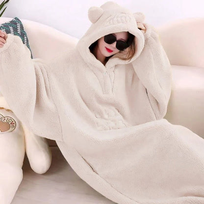 Blanket with sleeves hooded