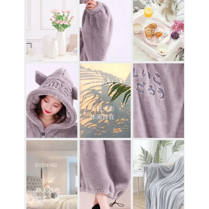 Blanket with sleeves hooded