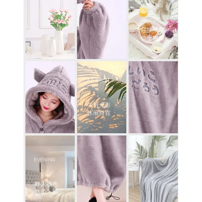 Blanket with sleeves hooded